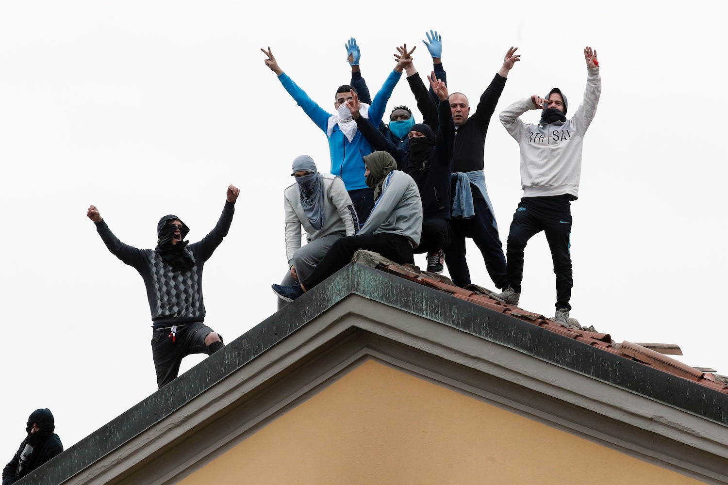 Inmates stage a protest against new rules to cope with coronavirus emergency