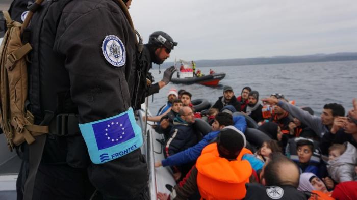 A Portuguese vessel in a Frontex operation in Lesbos, Greece, 2016.