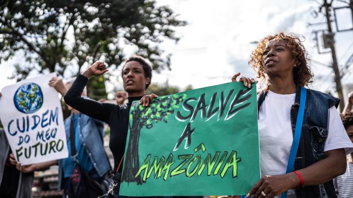 Environmentalists protesting in Brazil.