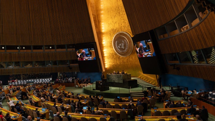The United Nations General Assembly at UN Headquarters in New York City, January 15, 2026.
