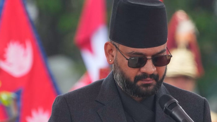 Nepal’s prime minister, Balendra Shah, takes the oath of office, Kathmandu, March 27, 2026.