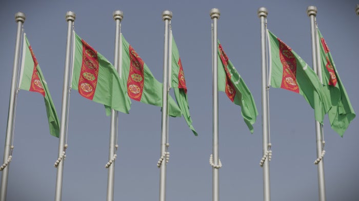 Row of Turkmenistan flags