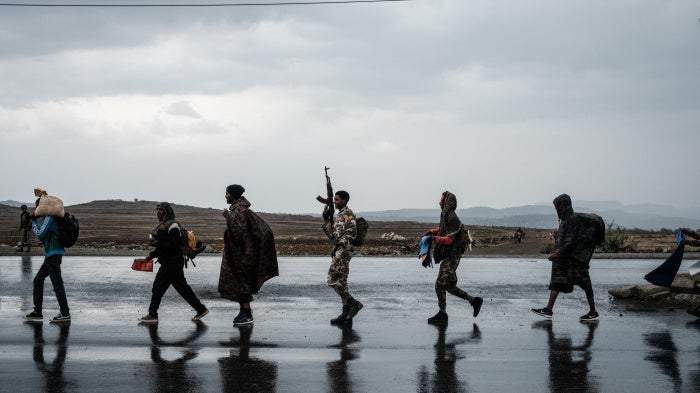Tigray People's Liberation Front (TPLF) fighters in Mekele, Tigray region, Ethiopia, June 30, 2021. 