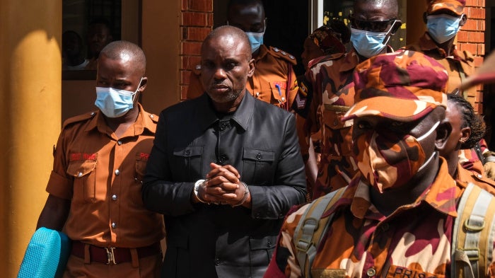 Erias Lukwago leaves a court in Kampala on June 22, 2026.
