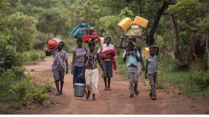 Civilians fleeing Kajo Keji county, toward the southern border with Uganda, April 27, 2017. 