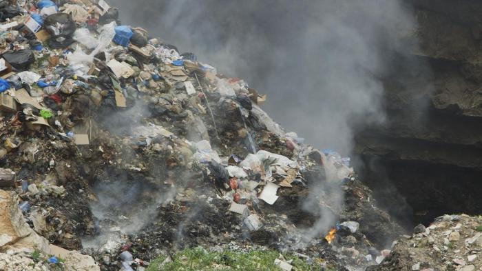 Open burning of waste in Majadel, south Lebanon. 