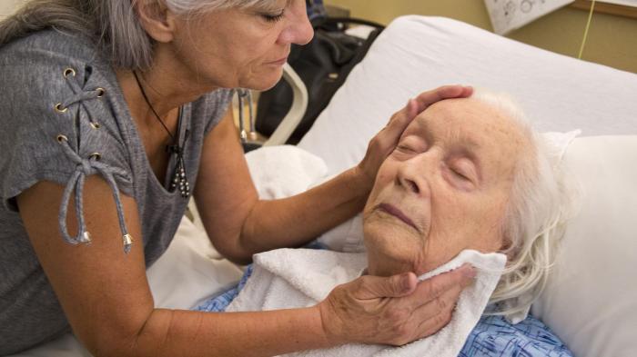Lenora Cline, 88, has lived in a nursing home for years. She has Alzheimer’s disease.