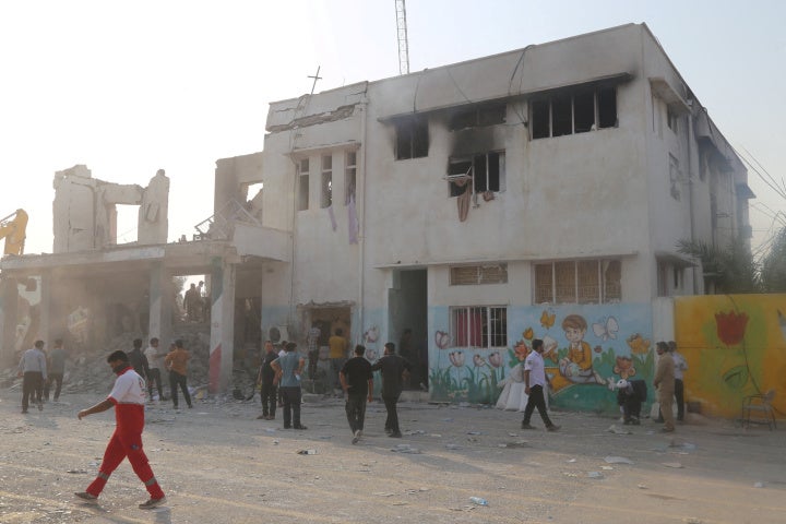 L'école primaire Shajareh Tayyebeh à Minab, dans le sud de l'Iran, partiellement détruite par une attaque menée le 28 février 2026.