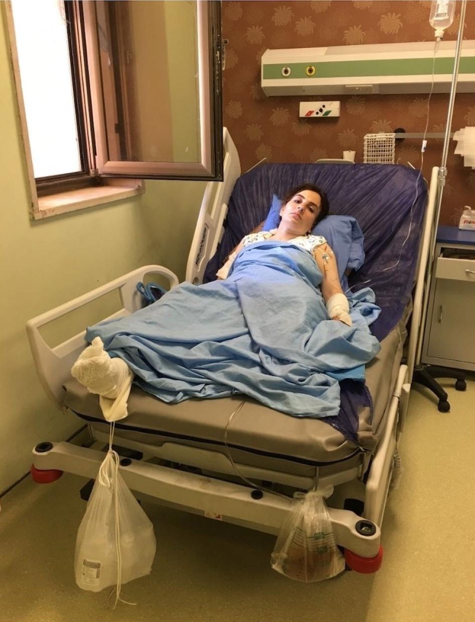 Payman Thalib Thaher lost her left leg in the Turkish airstrike at Kuna Masi water resort on June 25, 2020.