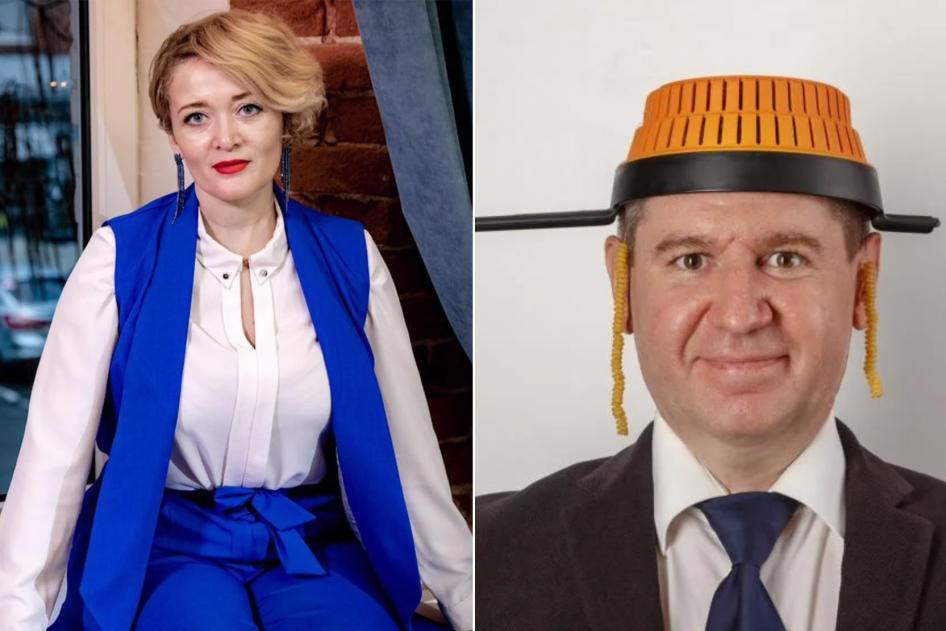 Anastasia Shevchenko and Mikhail Iosilevich. Both have been prosecuted under Russia’s law on “undesirable” foreign organizations. 