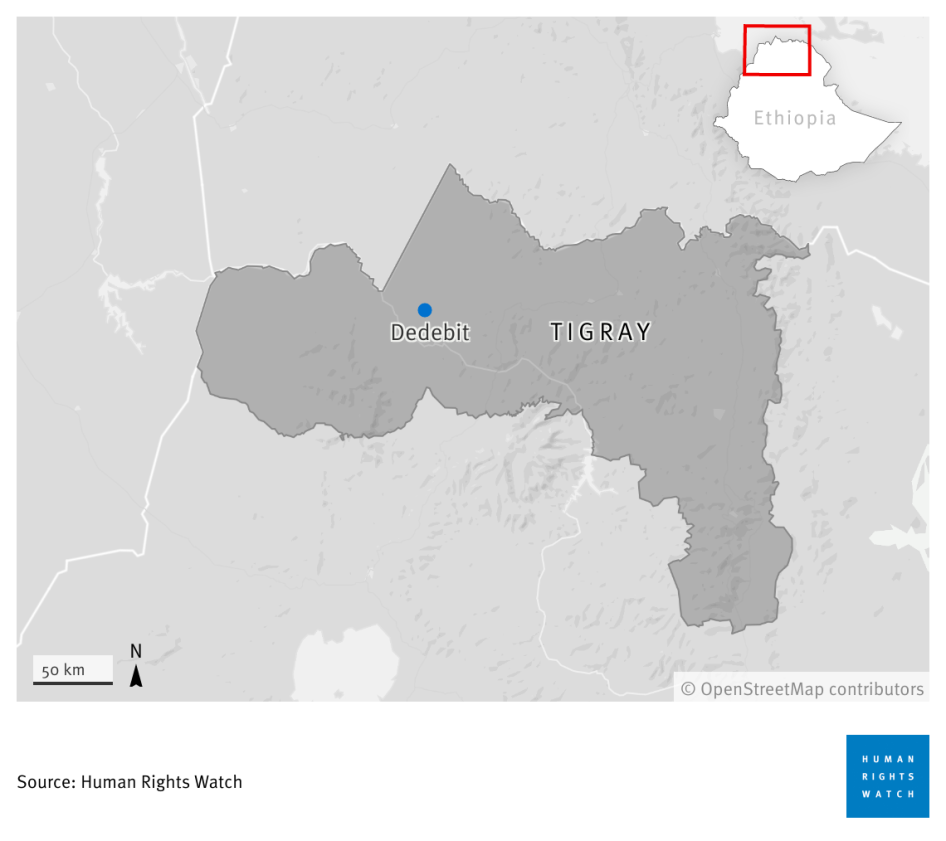 Overview map of Dedebit in Tigray region, Ethiopia. 