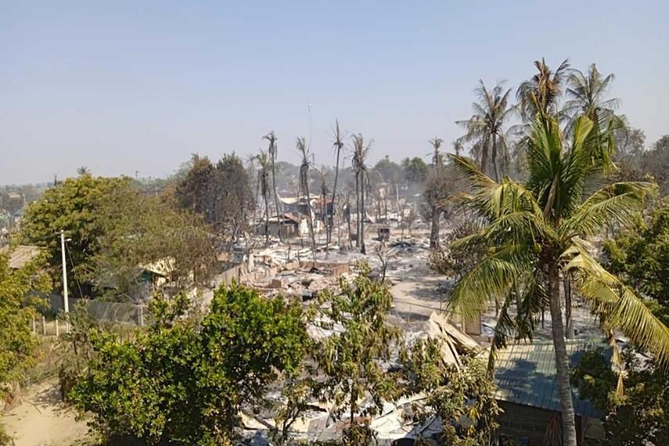 aerial shot of charred houses