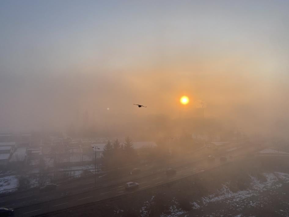 Air pollution in Sarajevo, Bosnia and Herzegovina.
