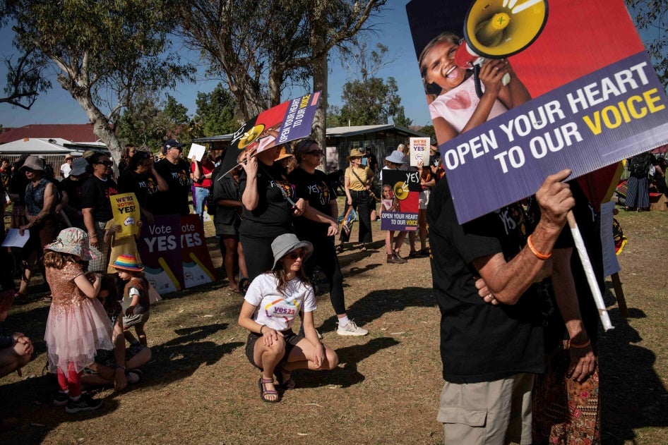 A “Walk for Yes” rally hosted by the Yes23 campaign prior to Australia's referendum.