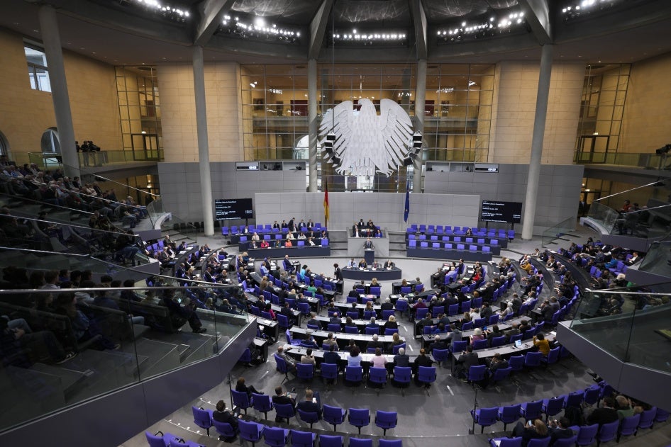 Lawmakers in the German Bundestag  (Lower House of Parliament) in Berlin, Germany on November 7, 2024.