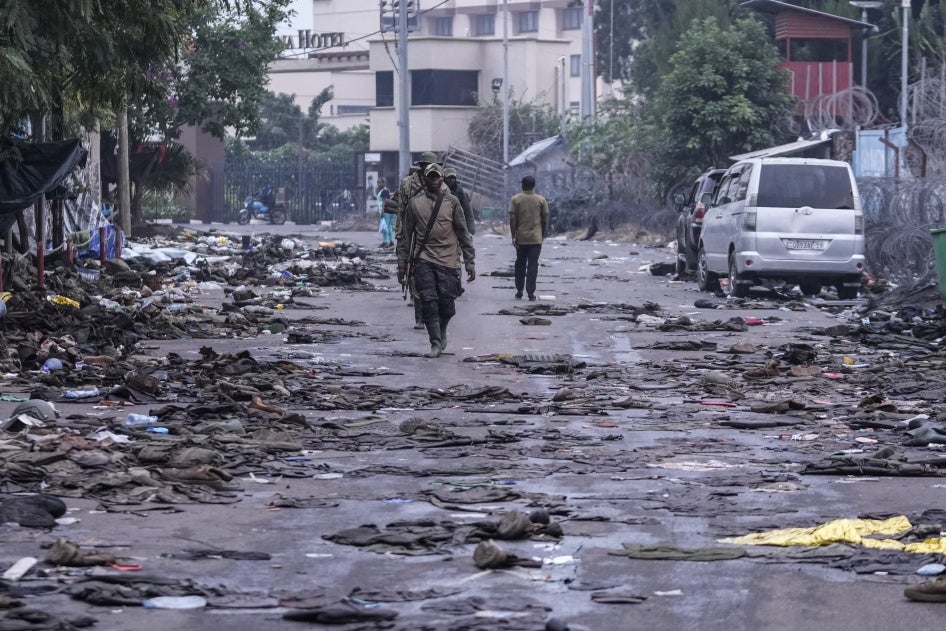 Le groupe armé M23 patrouille les rues de Goma, en République Démocratique du Congo, le 29 janvier 2025.