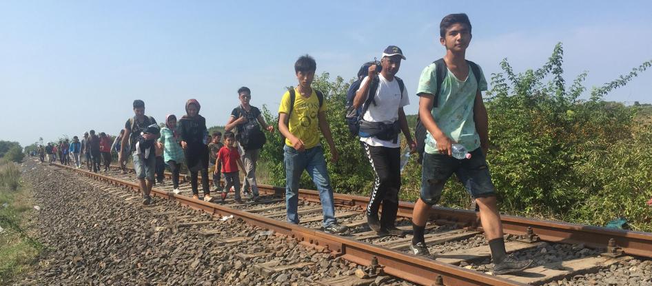 Asylum seekers, including many children