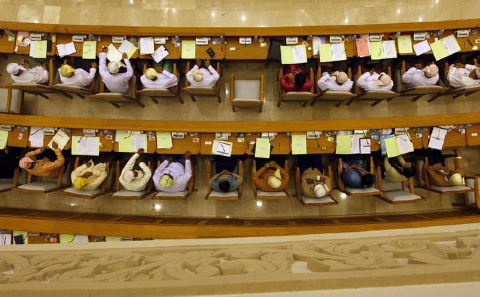 The opening of a joint parliament session in Naypyidaw, Burma on July 4, 2012. 