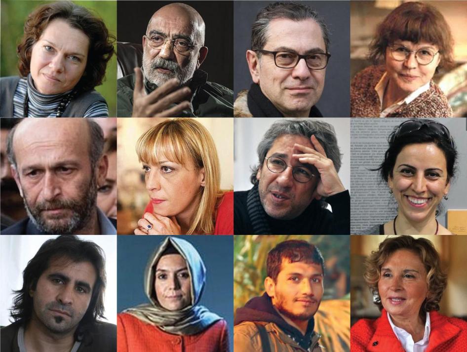 (kapak) Türkiye’de basına yönelik baskı kampanyasında hedef alınan gazeteciler. Sol üstten başlayarak: Aslı Erdoğan, Ahmet Altan, Kadri Gürsel, Necmiye Alpay; Erdem Gül, Ceyda Karan, Can Dündar, Hatice Kamer; Refik Tekin, Hanım Büşra Erdal, Nedim Oruç, Na