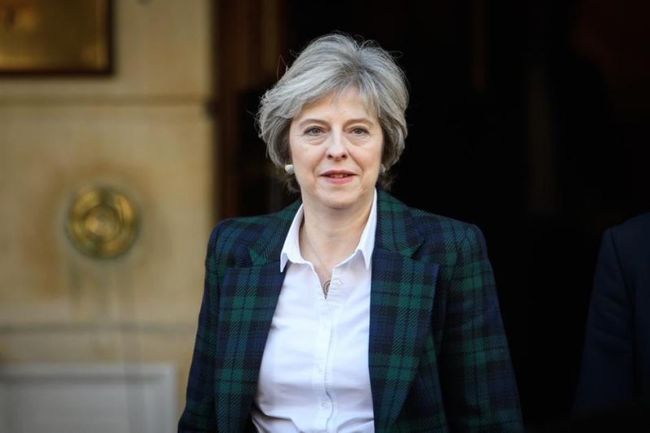 Britain's Prime Minister Theresa May leaves after delivering her keynote speech on Brexit at Lancaster House in London, January 17, 2017. 