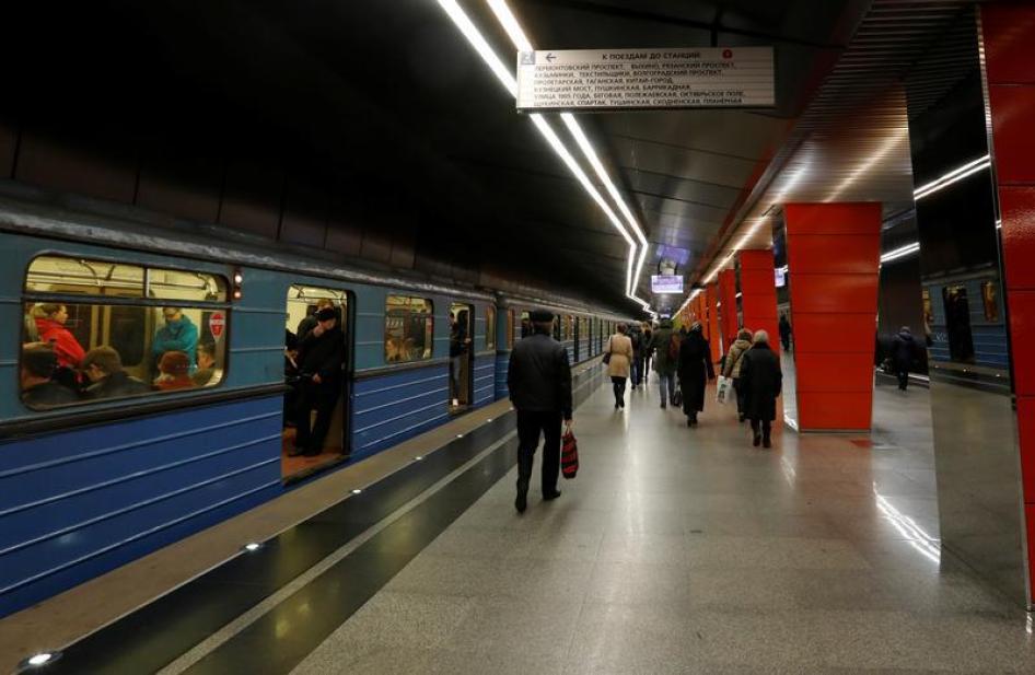 People walk at Zhulebino metro station in Moscow, Russia, April 14, 2017.