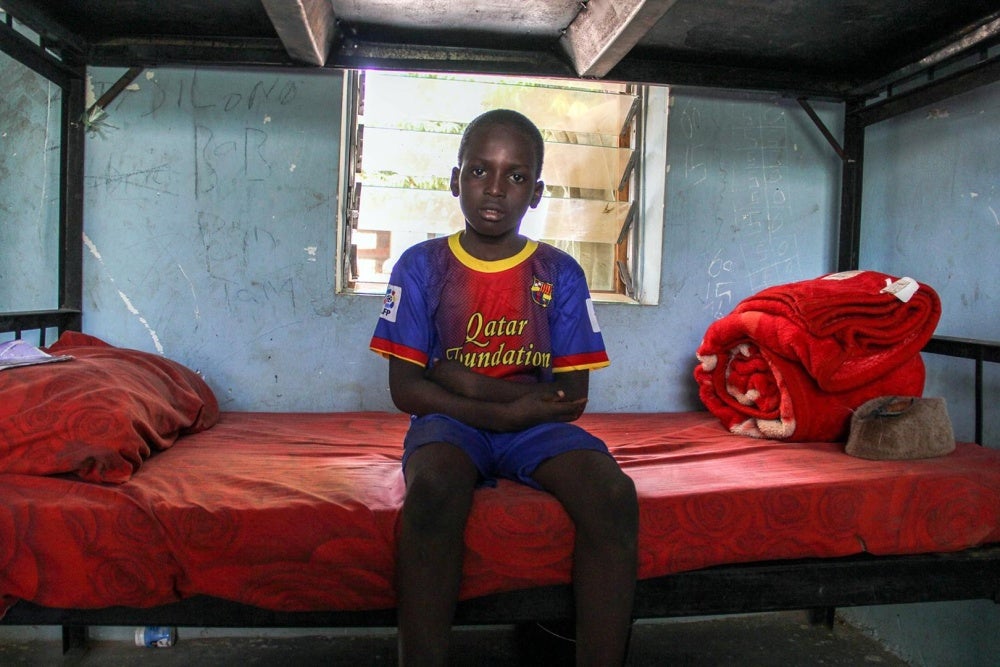 A boy at the Kano school for children orphaned by the Boko Haram conflict. The Kano state government “adopted” 100 orphaned children from Borno in April 2015. © 2015 Bede Sheppard, Human Rights Watch