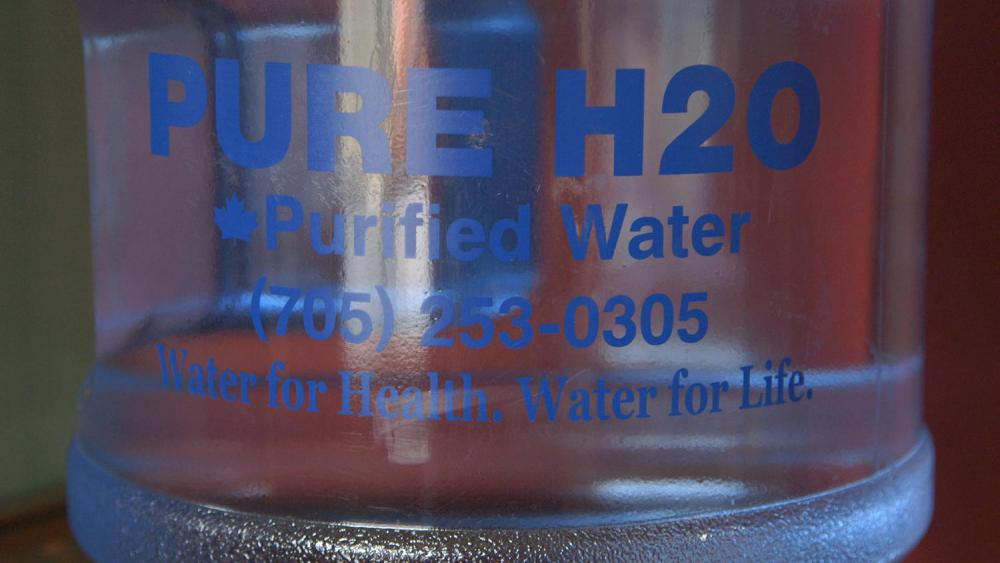 A water jug in the home of a resident of Batchewana First Nation, Ontario, Canada. Water on First Nations reserves is contaminated, inadequately treated or hard to access. May 14, 2016. Video Still (c) 2016 Human Rights Watch