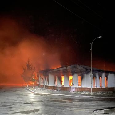 A shop burns