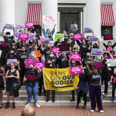 Advocates stand at the Florida Capitol in Tallahassee to protest a bill before the Florida legislature to limit abortions, February 16, 2022.