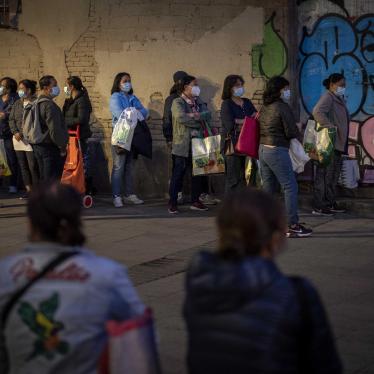 People wait in a line