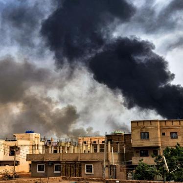 Smoke plumes billow from a fire at a lumber warehouse in Sudan’s capital, Khartoum, amid fighting on June 7, 2023. The fighting, eight weeks in at the time, have pitted Sudan's army chief Abdel Fattah al-Burhan against his former deputy Mohamed Hamdan Daglo who commands the Rapid Support Forces (RSF). 