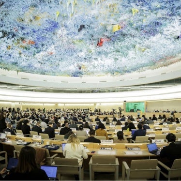Une séance du Conseil des droits de l'homme des Nations Unies lors de la 55ème session de ce Conseil au Palais des Nations à Genève, le 26 février 2024.