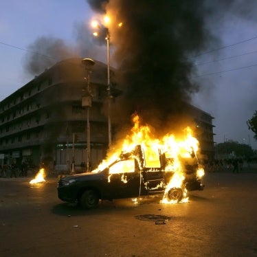 A car on fire.
