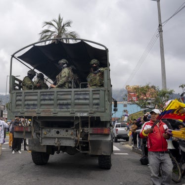 A military truck patrol the streets during a demonstration in Quito, Ecuador on October 12, 2025, during a national strike convened by the CONAIE (Confederation of Indigenous Nationalities of Ecuador) after the government of Daniel Noboa announced the cutting in subsidies for diesel.