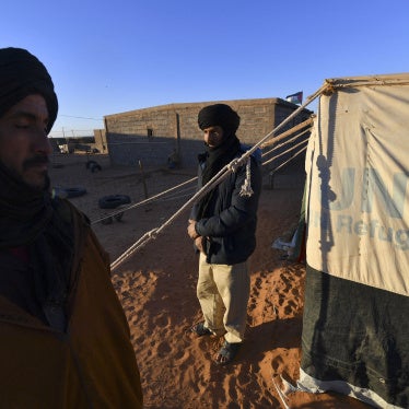 Displaced Sahrawis gather at the refugee camp of Dakhla, which lies some 170km to the southeast of the Algerian city of Tindouf, on January 14, 2023. 