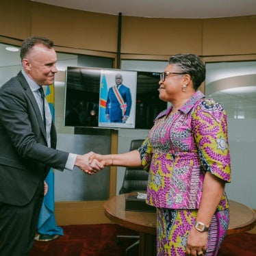 Executive Director of Human Rights Watch, Philippe Bolopion (left), and Prime Minister of the Democratic Republic of Congo, Judith Suminwa, in Kinshasa, May 21, 2026.