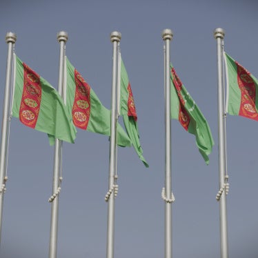 Row of Turkmenistan flags