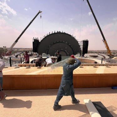 Migrant workers at a construction site near Riyadh, Saudi Arabia, March 3, 2024. 