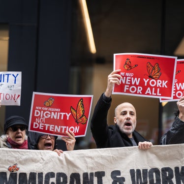 Immigration activists are calling on Governor Kathy Hochul to sign the NY For All Act, which expands protection for immigrants living in New York reguardless of immigration status. New York City, March 22, 2026. 