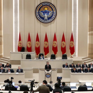 Kyrgyz President Sadyr Japarov speaks during the first session of the Jogorku Kenesh (Parliament) of Kyrgyzstan of the 8th convocation in Bishkek, Kyrgyzstan, December 17, 2025.