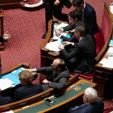 French Interior Minister Laurent Nuñez during the weekly session of questions to the government at the National Senate. Paris, France. 