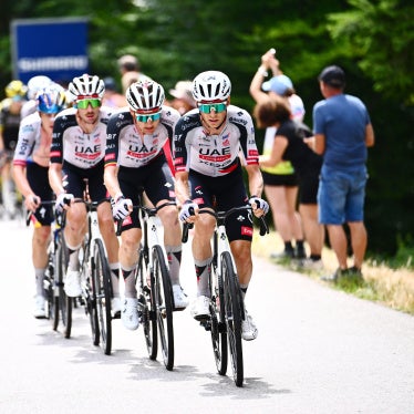Cyclists during stage 14 of the 2026 Tour de France, July 18, 2026. 