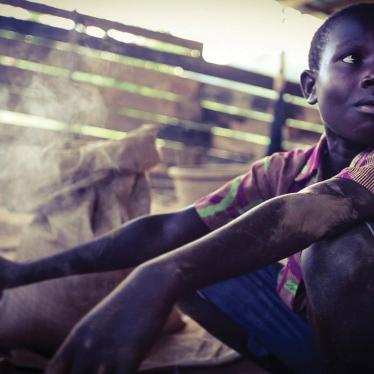 A 13-year-old boy works in artisanal and small-scale gold mining in Obuasi. He dropped out of school at the age of 12 and would like to continue his education.