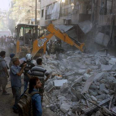 Ruins of a residential house that was struck in an aerial attack, killing at least 24 civilians, on September 27, 2016. 
