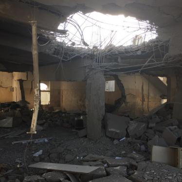 One of the three bombs that hit al-Zaydiya security directorate, Hodeida governorate, came through the ceiling next door to the director’s office. The attack killed at least 63 security personnel and detainees.