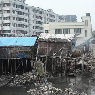 Slum houses in Hazaribagh beside an open gutter channeling untreated effluent from tanneries nearby. Local residents of Hazaribagh reported to Human Rights Watch an array of health problems—many of them undiagnosed due to the cost of medical attention—suc