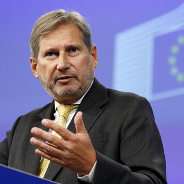 European Neighbourhood Policy and Enlargement Negotiations Commissioner Johannes Hahn addresses a news conference at the EU Commission headquarters in Brussels. 