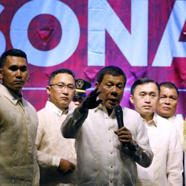 Philippine President Rodrigo Duterte speaks to protesters after he delivered his State of the Nation address at the Congress in Quezon city, Metro Manila Philippines July 24, 2017.