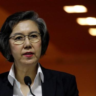 Yanghee Lee, UN special rapporteur on human rights in Burma, speaks at a news conference in Rangoon, July 1, 2016.