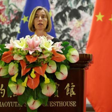 Federica Mogherini, High Representative of the European Union for Foreign Affairs, attends a joint news conference with China's State Councilor Yang Jiechi (not pictured) at Diaoyutai State Guesthouse in Beijing, China on April 19, 2017.